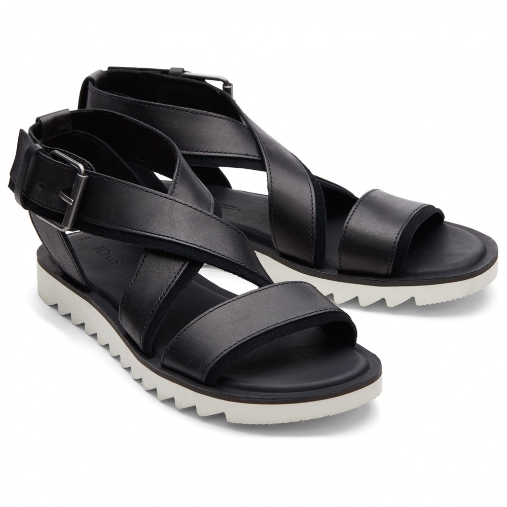 TOMS Black Leather Sandals